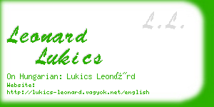 leonard lukics business card